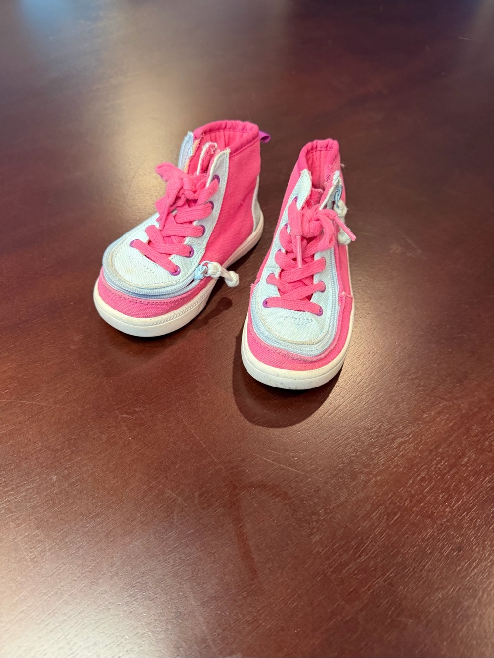 Billy Girls' Pink High-Top Sneakers with White Accents - Zip or Lace-Up Comfort